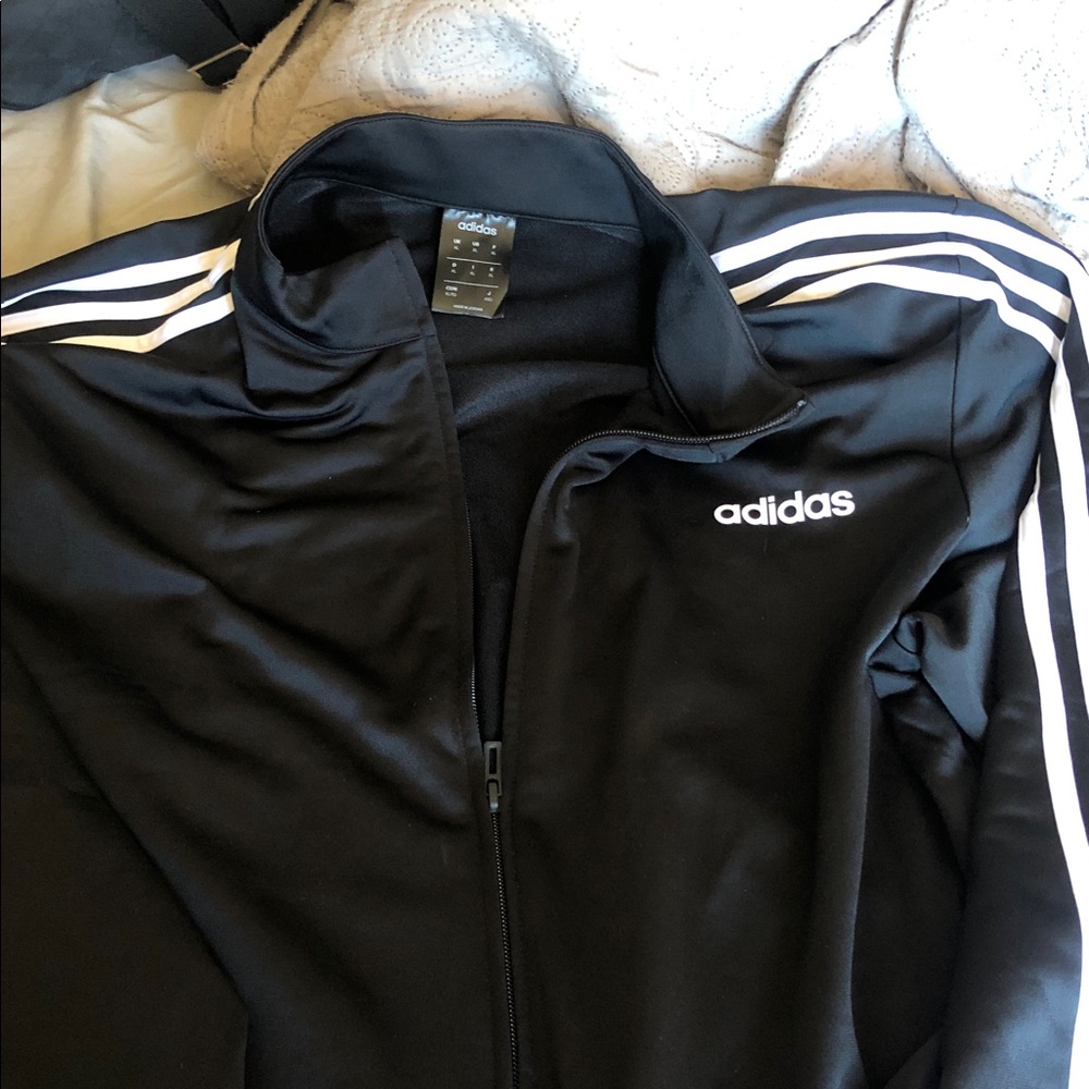 adidas Black Track Jacket with White Stripes